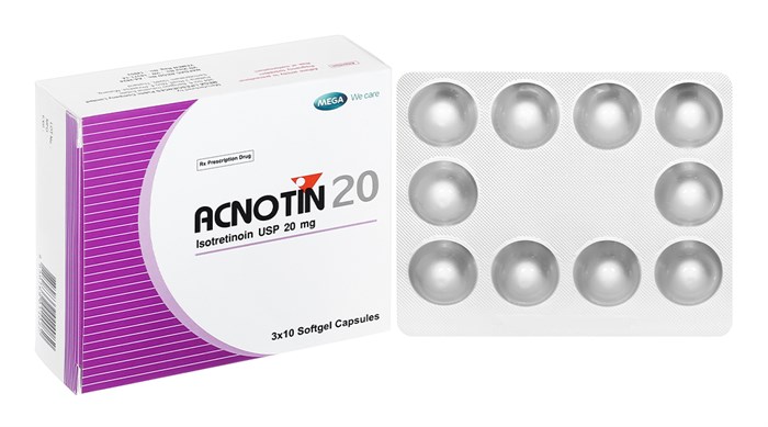 Acnotin 20 Isotretinoin 20mg Mega Thái Lan (H/30v) Date 01/2028