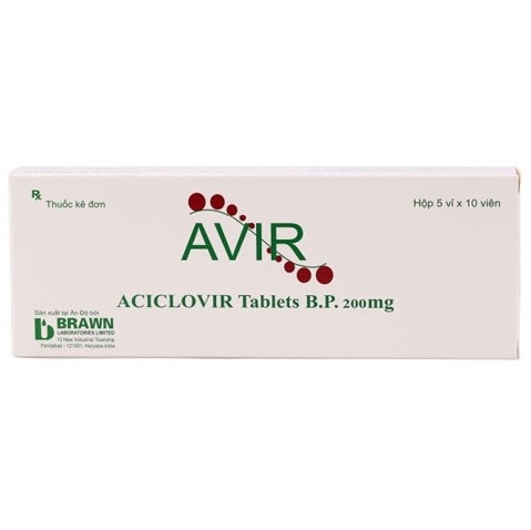 Avir Acyclovir 200mg Brawn Ấn Độ (H/50v)