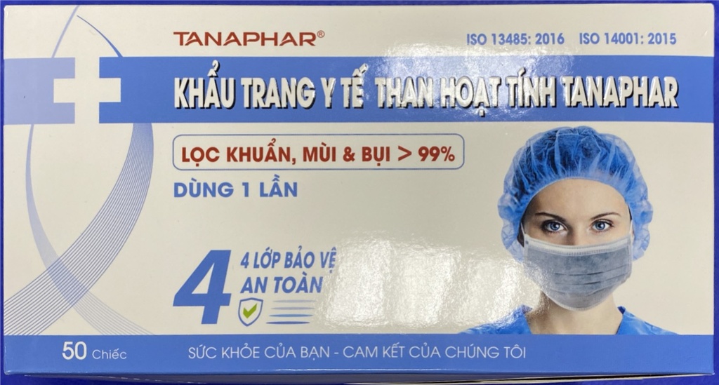 Khẩu trang y tế 4 lớp màu xám Tân Á (H/50cái)