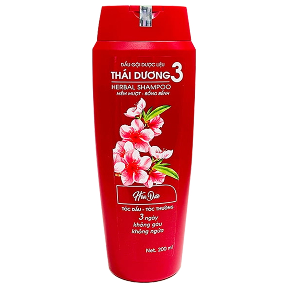 Dầu Gội Dược Liệu Thái Dương 3 Hoa Đào (Chai/200ml) MẪU CŨ