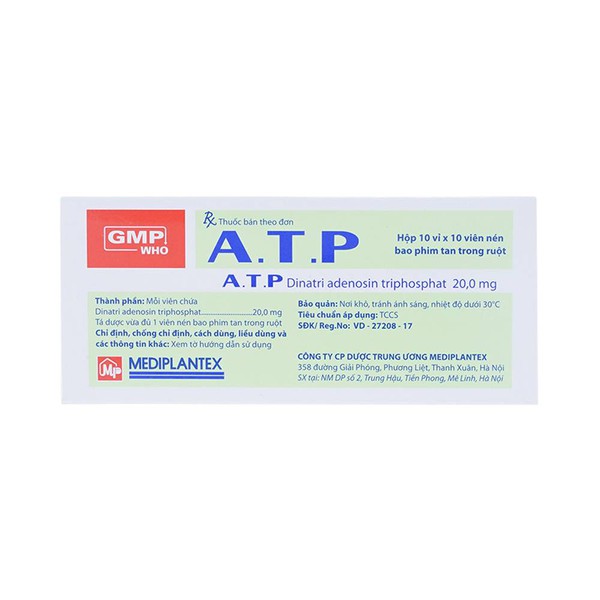 ATP Dinatri adenosin triphosphat 20mg Mediplantex (H/100v)