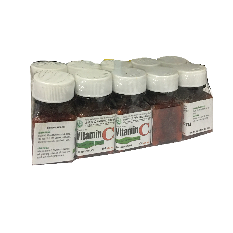 Vitamin C 50mg Đại UY (Cọc/10lọ/100v)