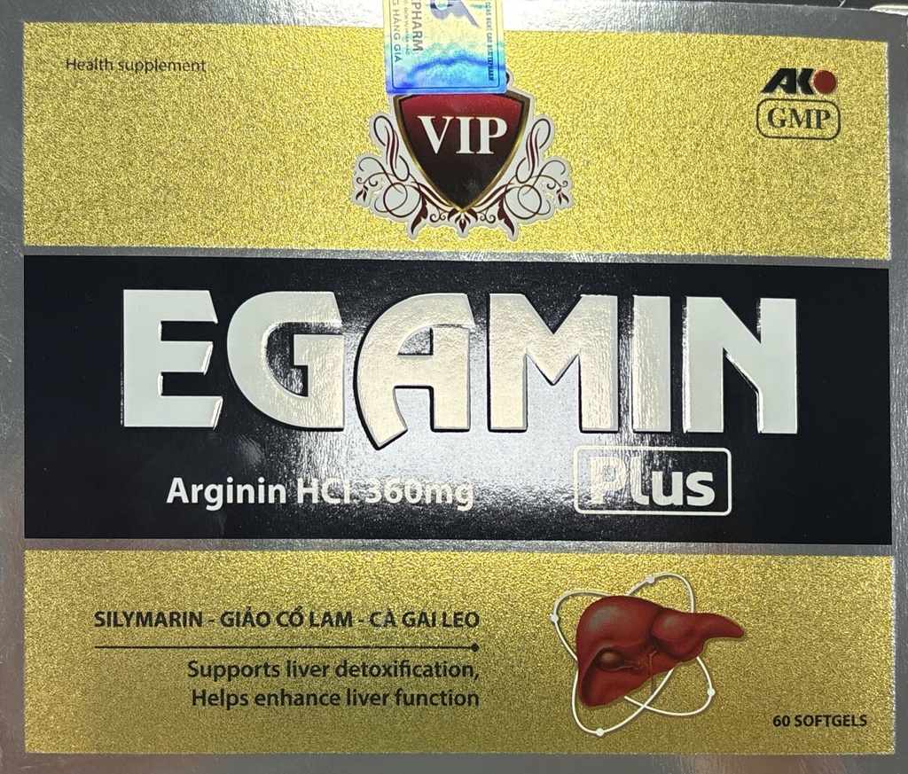Egamin Plus Arginin 360mg Bổ Gan Giải Độc Akopha (H/60v)