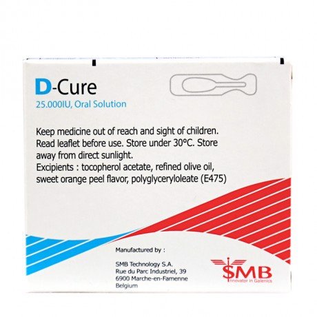 D-Cure 25.000IU Cholecalciferol 0.625mg SMB Bỉ (H/4o/1ml) date 08/2025