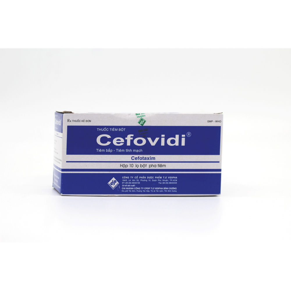 Cefovidi Cefotaxim 1g Tiêm Vidiphar (H/10 lọ)