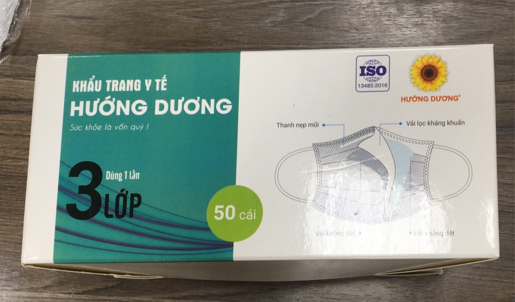 Khẩu Trang Y Tế Hướng Dương 3 Lớp Trắng (H/50c)