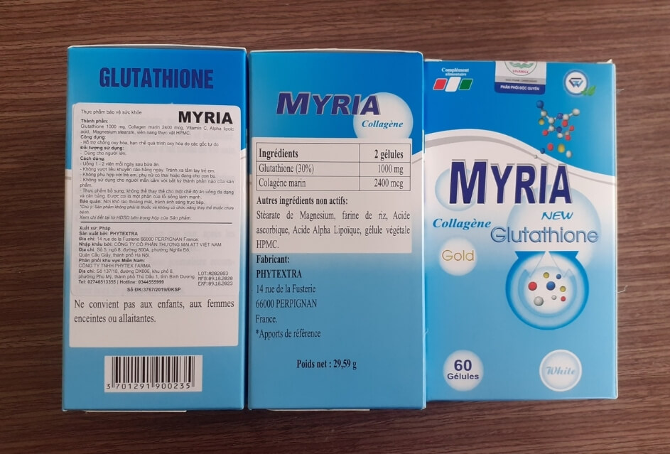 Myria glutathione Pháp (Lọ/60v)