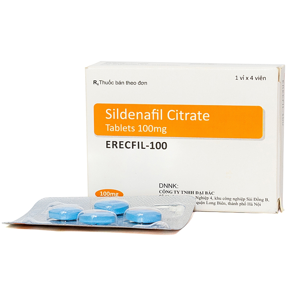 Erecfil Sildenafil Citrate 100mg Đại Bắc (H/4v)