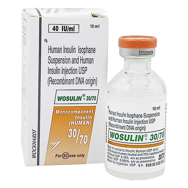 Wosulin 30/70 Insulin 40IU/ml Ấn Độ (H/1lọ/10ml) Date 12/2025