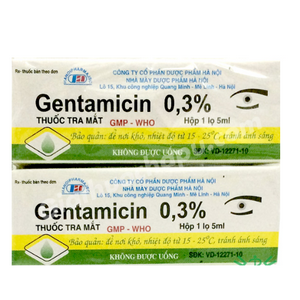 Gentamicin 0.3% nhỏ mắt Hà Nội (Cọc/10lọ/5ml)