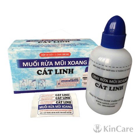 Muối rửa mũi xoang + bình Cát Linh (H/30gói + 1chai)