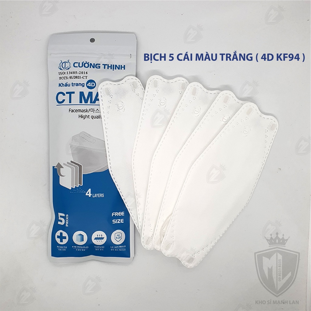 Khẩu trang 4D Mash KF94 màu trắng Cường Thịnh (Gói/5cái)