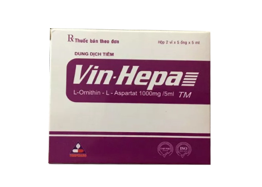 VinHepa L Ornithin L Aspartat 1000mg/5ml tiêm Vĩnh Phúc (H/10o/5ml)