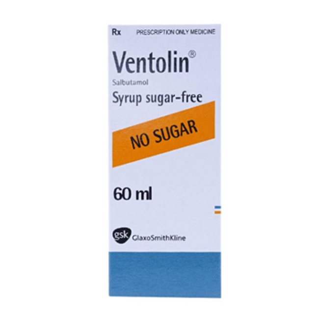 Ventolin Salbutamol 1.05mg Siro Không Đường GSK (Lọ/60ml)