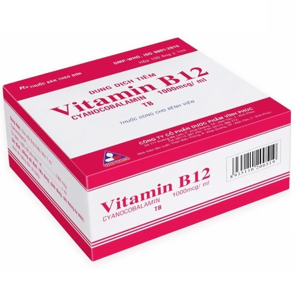  Vitamin B12 1000mcg/ml tiêm Vĩnh Phúc (H/100o/1ml)