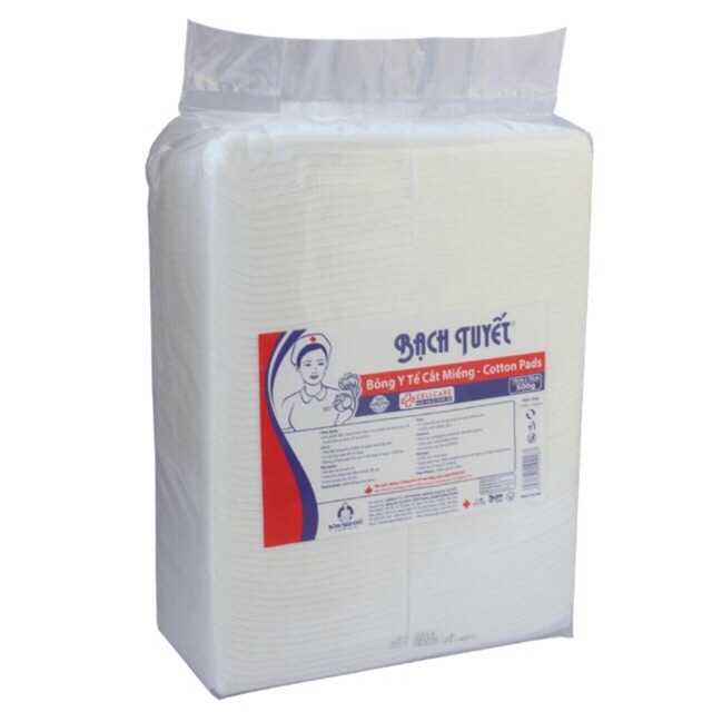 Bông Miếng 500g Bạch Tuyết Cắt Miếng 6,8cm x6,8cm (Gói/500g)