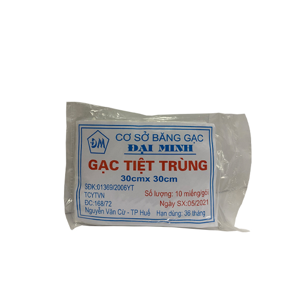 Gạc tiệt trùng Đại Minh 30cm x 30cm rẻ (Gói/10 miếng)