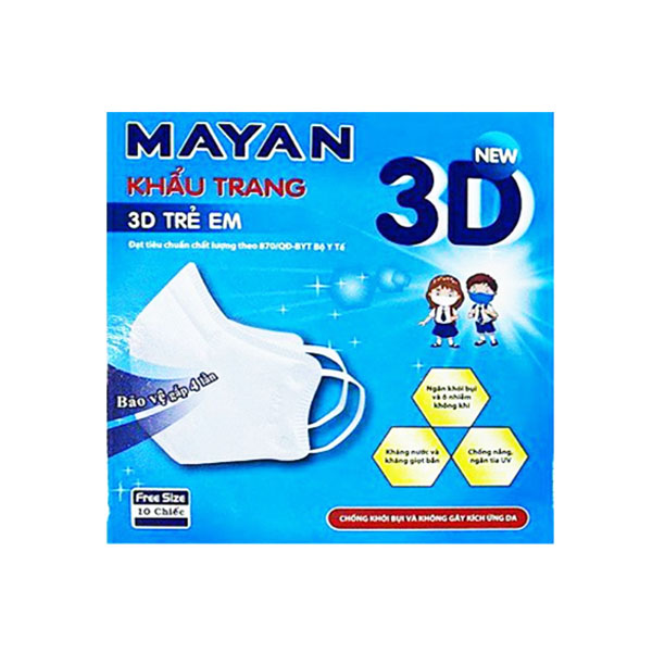 Khẩu Trang Y Tế Mayan 3D Trẻ Em (H/10c)