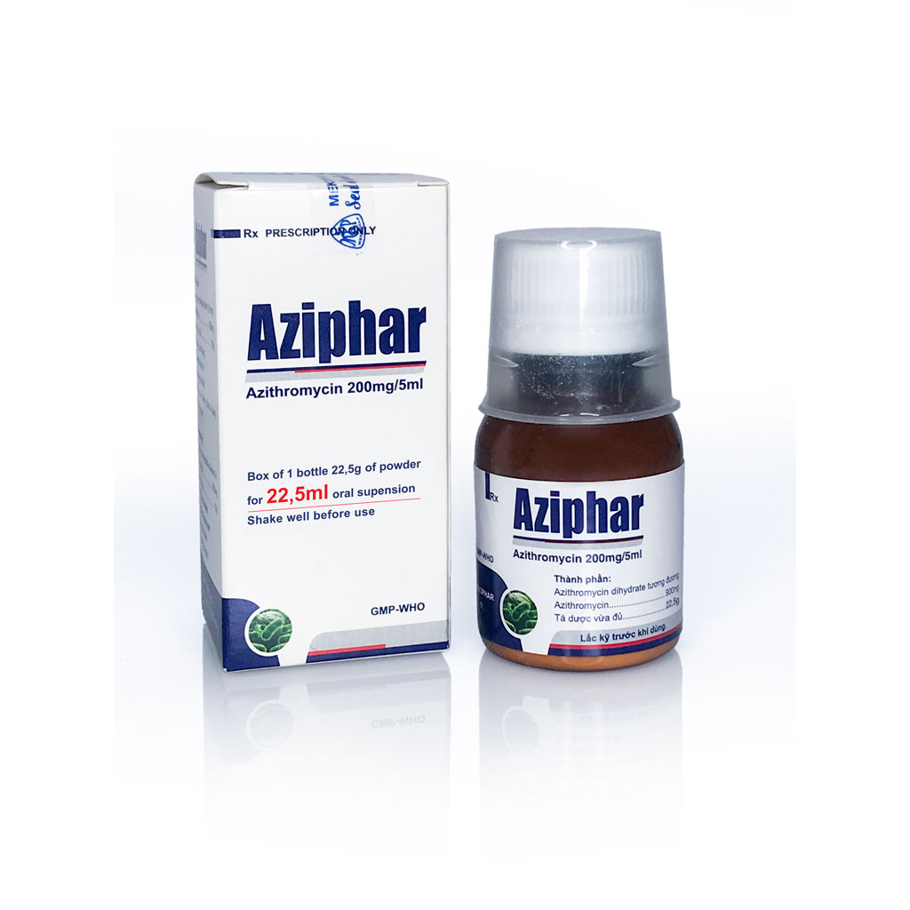 Aziphar Azithromycin 200mg/5ml Mekophar (Lọ/22.5ml)