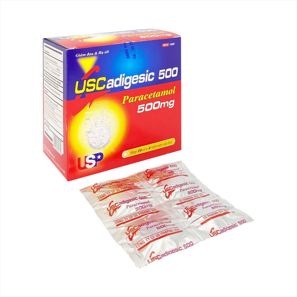 Cadigesic Paracetamol 500mg sủi USP (H/40v)