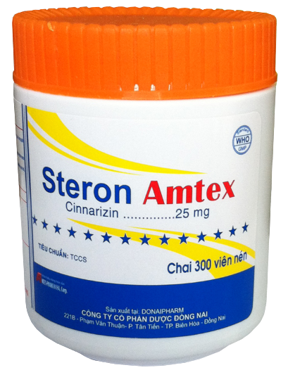 Steron Amtex Cinnarizin 25mg Đồng Nai (Lọ/300v) 