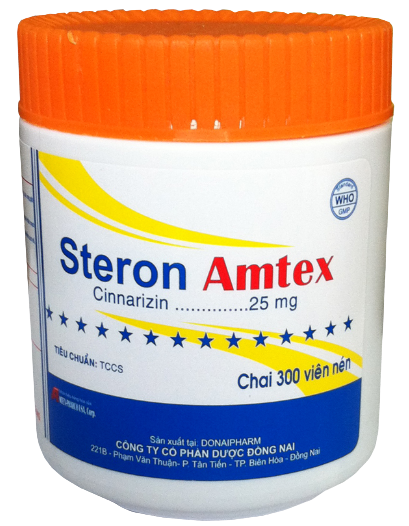 Steron Amtex Cinnarizin 25mg Đồng Nai (Lọ/300v)