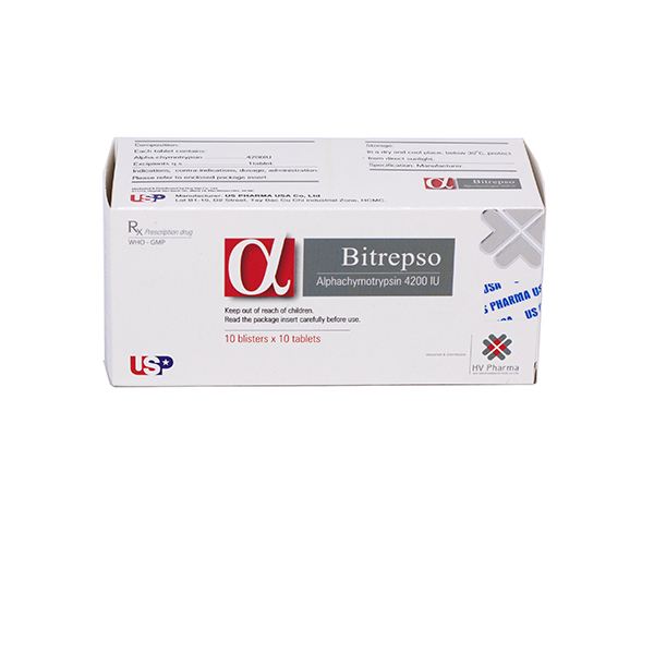 Bitrepso Alphachymotrypsin 4200IU USP (H/100v)