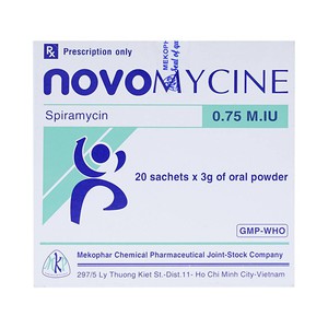 Novomycine Spiramycin 0.75 MIU Mekophar (H/20gói/3g)