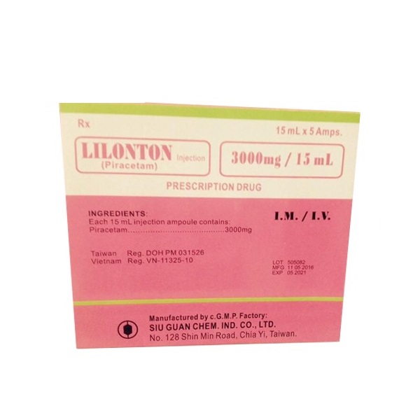 Lilonton Piracetam 3000mg/15ml tiêm Đài Loan (H/5o15ml)
