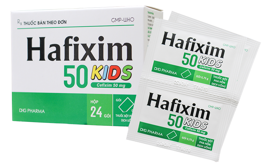 Hafixim Kids Cefixim 50mg Hậu Giang (H/24gói 0.75g)