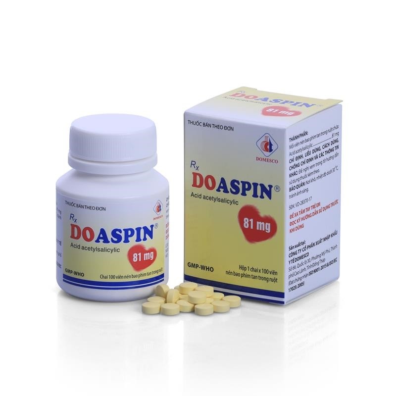 Doaspin Acid Acetylsalicylic 81mg Đồng Tháp (Lọ/100v)