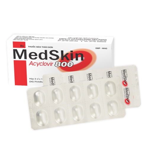 Medskin clovir 800 Acyclovir 800mg DHG Hậu Giang (H/30v)