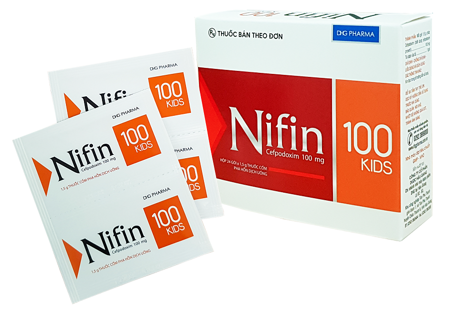 Nifin Cefpodoxime 100mg Kids DHG Hậu Giang (H/24gói/1.5g)