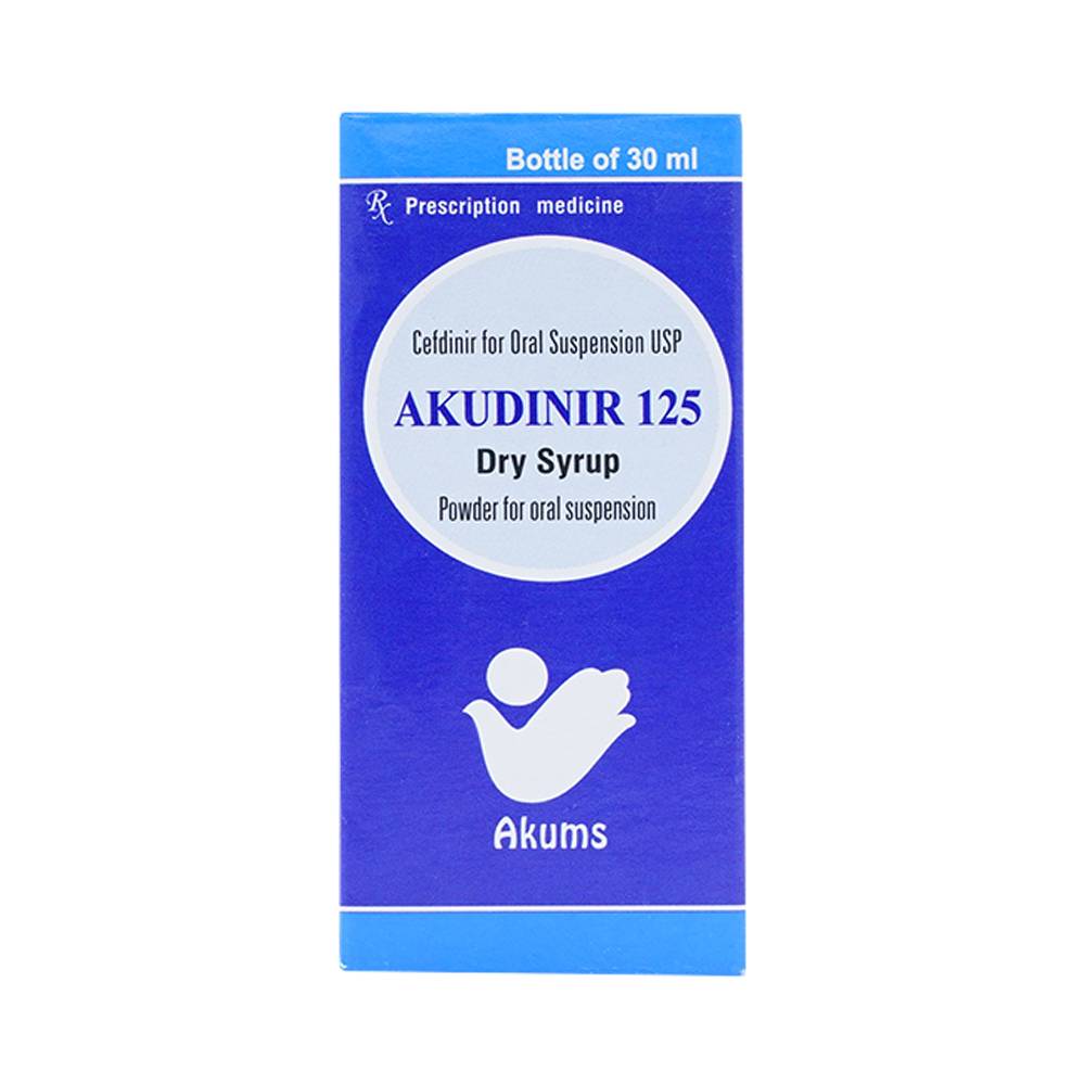 Akudinir Cefdinir 125mg/5ml bột pha hỗn dịch Akums Ấn Độ (Lọ/30ml)