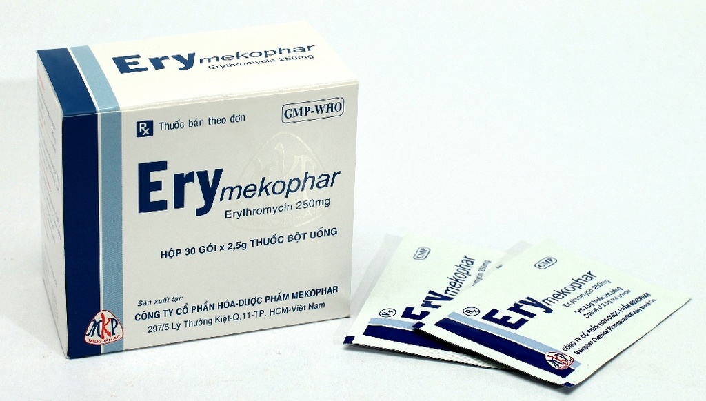 Erymekophar Erythromycin 250mg Mekophar (H/30gói/2.5g)