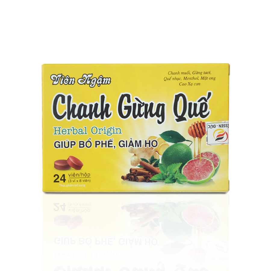 Viên ngậm chanh gừng quế Essen - Đức (H/24v)