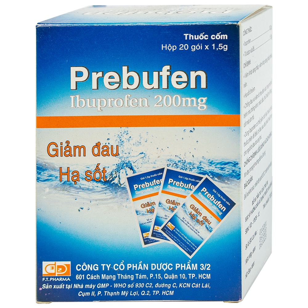 Prebufen Ibuprofen 200mg DP 3/2 (H/20gói/1.5g)