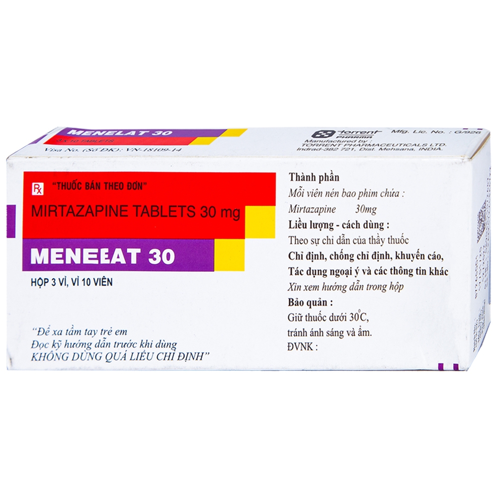 Menelat  Mirtazapine 30mg Torrent Ấn Độ (H/30v) Date 05/2027