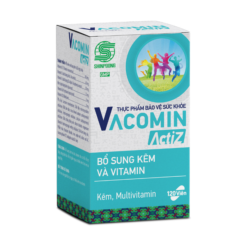 Vacomin Actiz bổ sung Kẽm và Vitamin Shinpoong Daewoo (Lọ/120v) date 04/2025