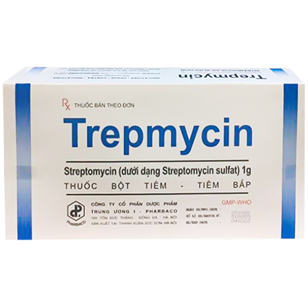 Trepmycin Streptomycin 1g thuốc bột tiêm TW1 Pharbaco (H/50lọ/1g)