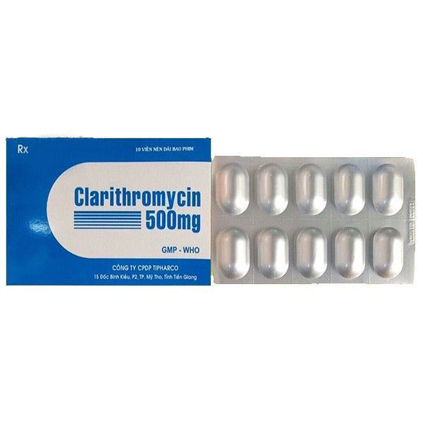 Clarithromycin 500 mg Tipharco (Hộp 1 vỉ x 10 viên)
