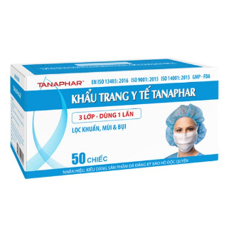 Khẩu trang y tế 3 lớp màu trắng Tân Á (H/50 chiếc)