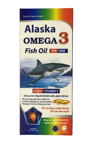 Alaska Omega 3 CoQ10 + Vitamin E Akopha (Lọ/60v)( xanh )