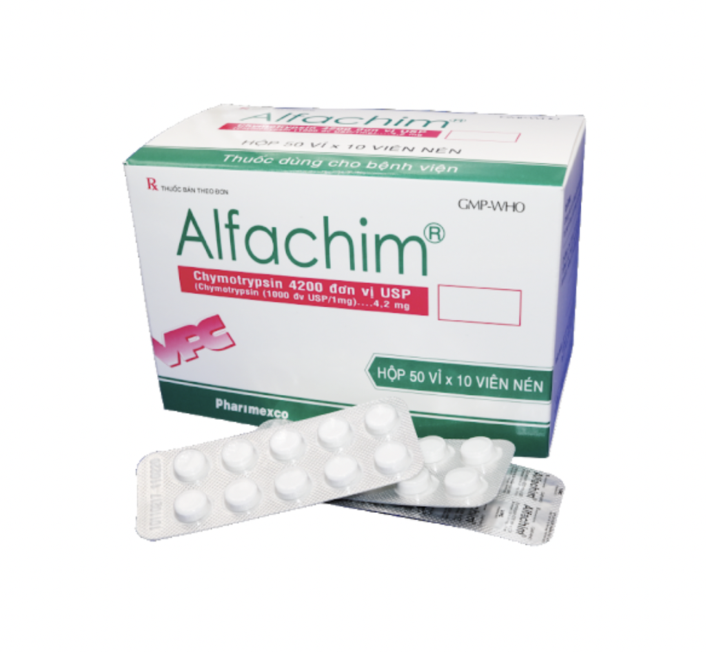 Alfachim Chymotrypsin 4200 đơn vị USP Pharimexco (H/20v)