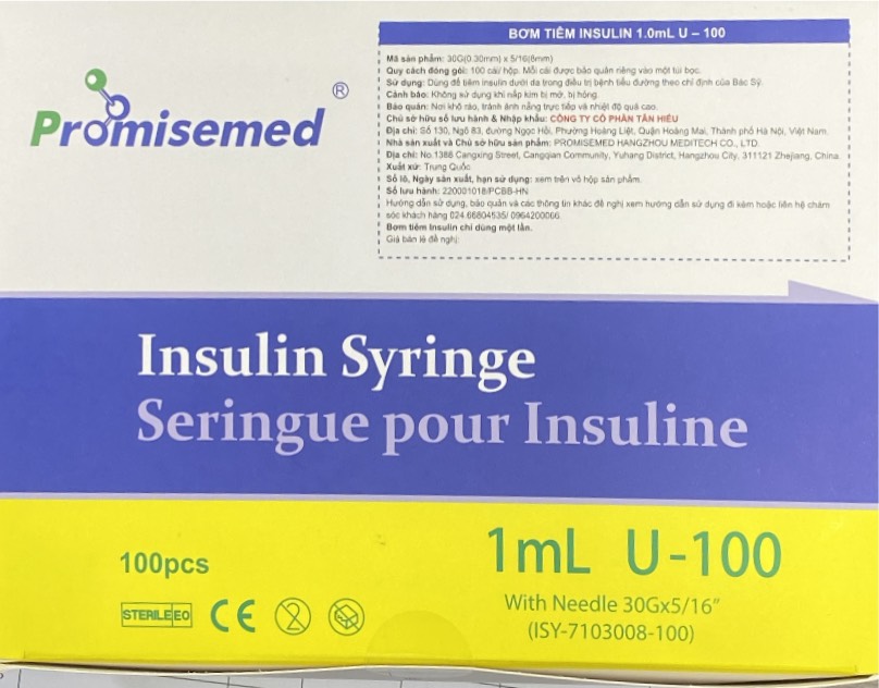 Promisemed Bơm tiêm insulin syringe 1ml U-100 (H/100c)