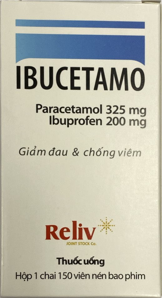 Ibucetamo Paracetamol Ibuprofen 325/200mg Reliv (Lọ/150v)