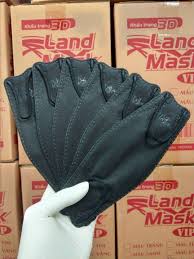 Khẩu trang 3D Land Mask Wide Land màu đen (Túi/6chiếc date 07/2024