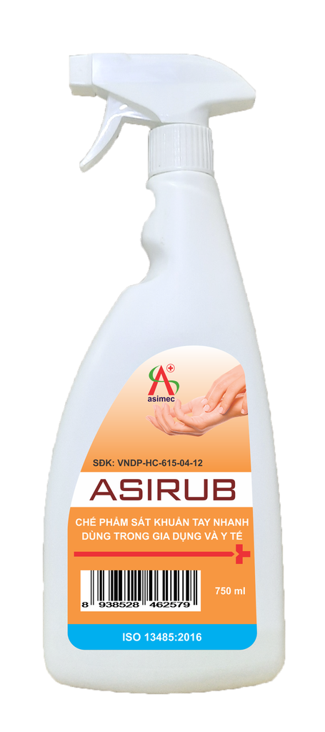 ASIRUB Ethanol 75% Nước Rửa Tay Diệt Khuẩn Nhanh An Sinh (Chai/750ml) vòi xịt 