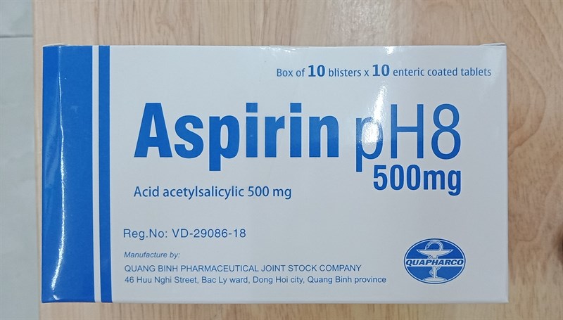 Aspirin pH8 500mg  Quảng Bình (H/100v)