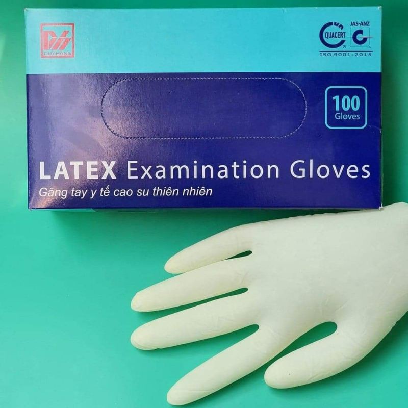 [T06415] Găng tay y tế Latex Examination có bột size M Duy Hàng (H/100c)